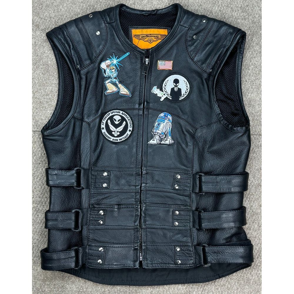 Dream Apparel Mens Vtg Leather‎ Gun Holder Motorcycle Riding Vest Size Small